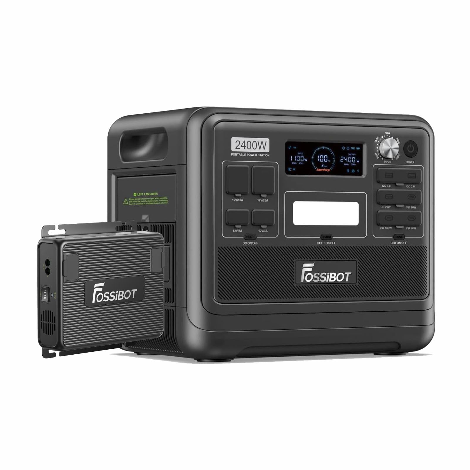 Fossibot power station with detachable battery on a white background